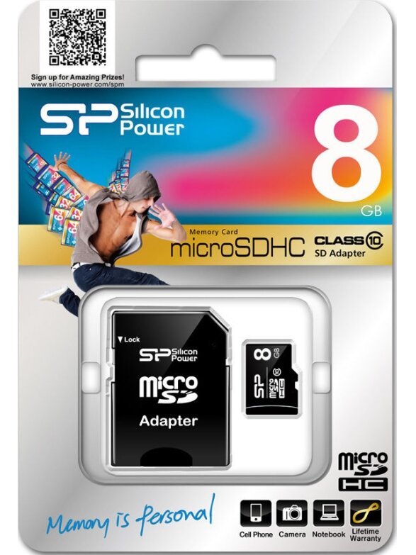 Silicon Power | 8 GB | MicroSDHC | Flash memory class 10 | SD adapter 2