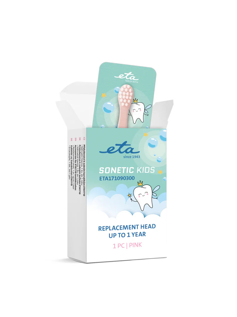 Sonetic Kids 171090300 | ETA Replacement toothbrush head | Heads | For kids | Number of brush heads included 1 | Pink 1