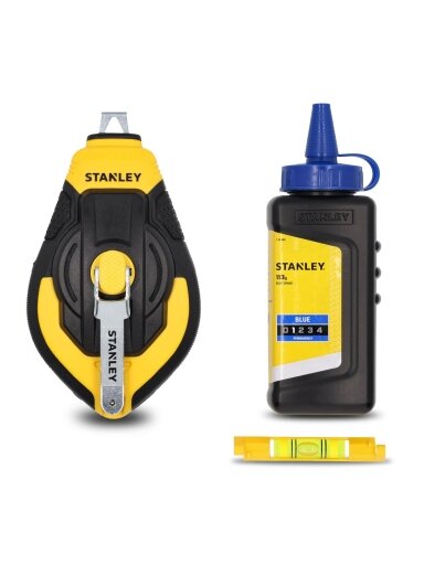 Stanley STHT47312-0 30M 3:1 Comfort Grip Reel Kit With Blue Chalk and Line Level