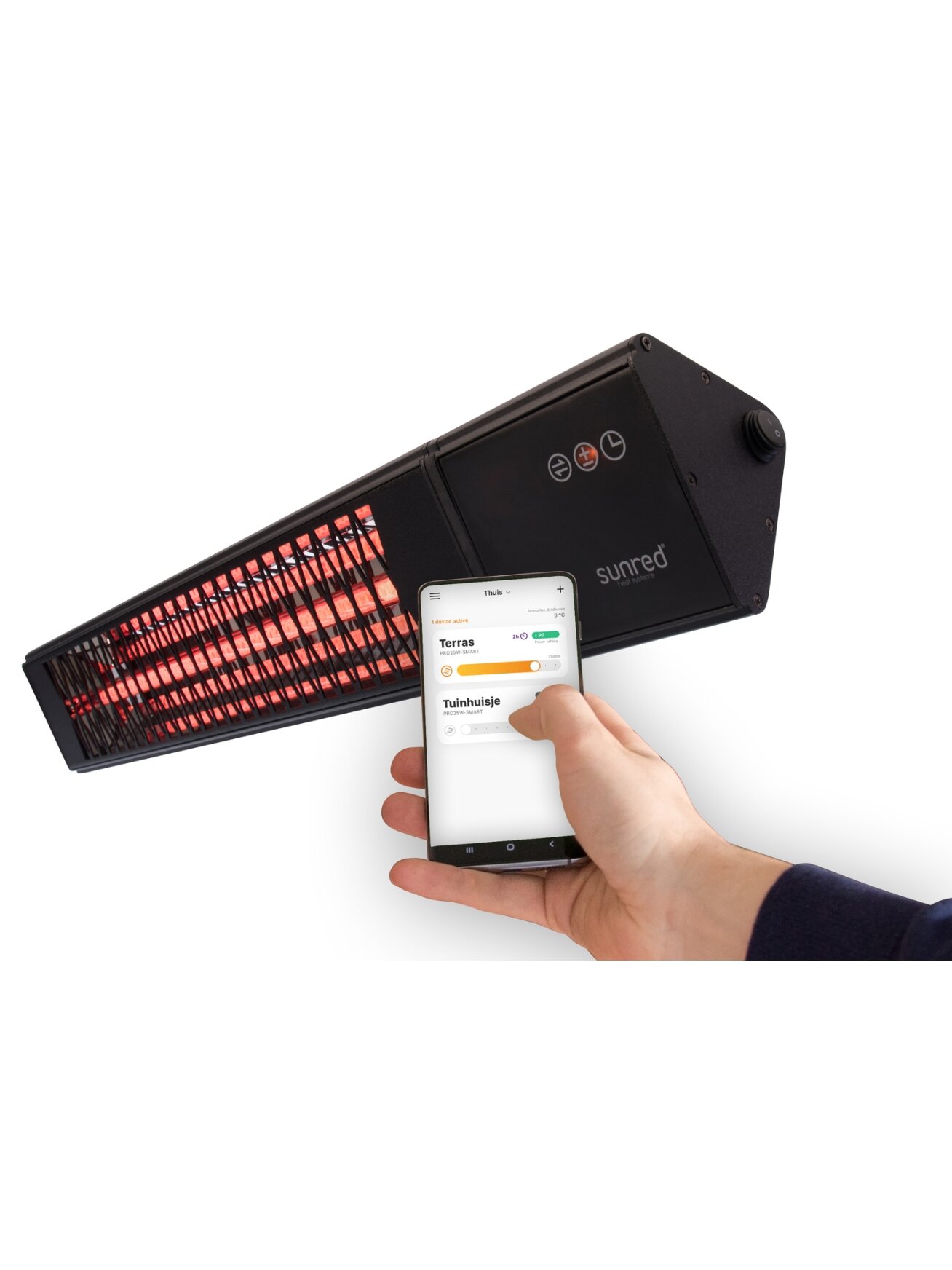 SUNRED | Heater | PRO25W-SMART, Triangle Dark Smart Wall | Infrared | 2500 W | Black | IP55 3
