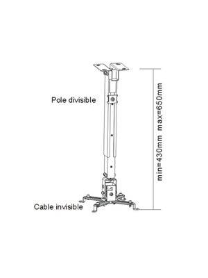 Sunne | Projector Ceiling mount | PRO02S | Tilt, Swivel | Maximum weight (capacity) 20 kg | Silver 2 Sunne | Projector Ceiling mount | PRO02S | Tilt, Swivel | Maximum weight (capacity) 20 kg | Silver 2