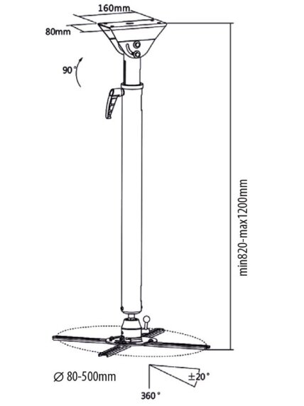 Sunne | Ceiling mount | Projector Mounts PRO300XL2 | Adjustable Length, Tilt, Swivel, Rotate | Maximum weight (capacity) 25 kg | White 1 Sunne | Ceiling mount | Projector Mounts PRO300XL2 | Adjustable Length, Tilt, Swivel, Rotate | Maximum weight (capacity) 25 kg | White 1