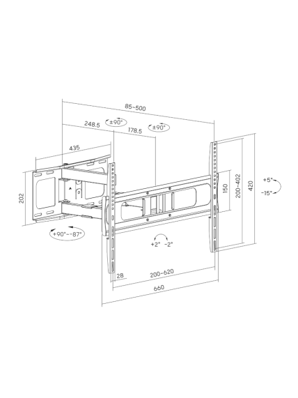 Sunne Wall mount | 37-86-EA2 Full-motion TV wall mount | 37-86 " | Maximum weight (capacity) 50 kg | Black 1 Sunne Wall mount | 37-86-EA2 Full-motion TV wall mount | 37-86 " | Maximum weight (capacity) 50 kg | Black 1