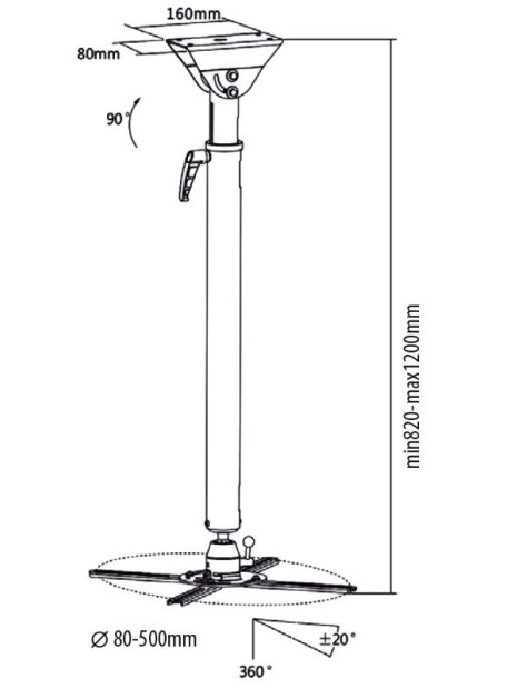 Sunne | Ceiling mount | Projector Mounts PRO300XL2 | Adjustable Length, Tilt, Swivel, Rotate | Maximum weight (capacity) 25 kg | White 1 Sunne | Ceiling mount | Projector Mounts PRO300XL2 | Adjustable Length, Tilt, Swivel, Rotate | Maximum weight (capacity) 25 kg | White 1