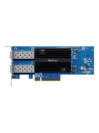 Synology E25G30-F2 Dual-port 25GbE SFP28 add-in card designed to accelerate bandwidth-intensive workflows | Synology E25G30-F2 | 25 GT/s | PCIe 3.0 x8 Synology E25G30-F2 Dual-port 25GbE SFP28 add-in card designed to accelerate bandwidth-intensive workflows | Synology E25G30-F2 | 25 GT/s | PCIe 3.0 x8