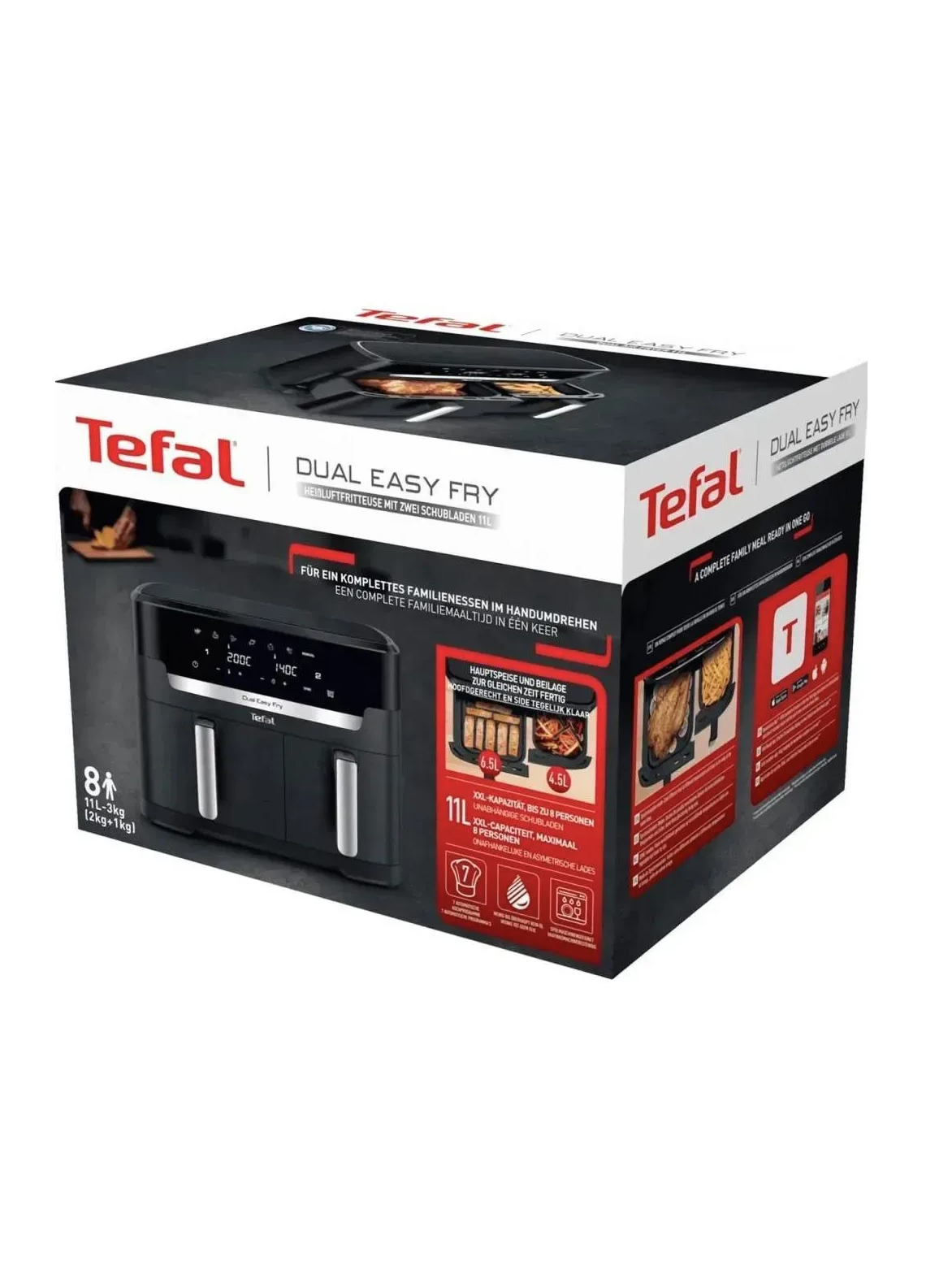 TEFAL | Air Fryer | EY942HE0 Easy Fry Dual XXL | Power 2700 W | Capacity 11 L | Black 3 TEFAL | Air Fryer | EY942HE0 Easy Fry Dual XXL | Power 2700 W | Capacity 11 L | Black 3