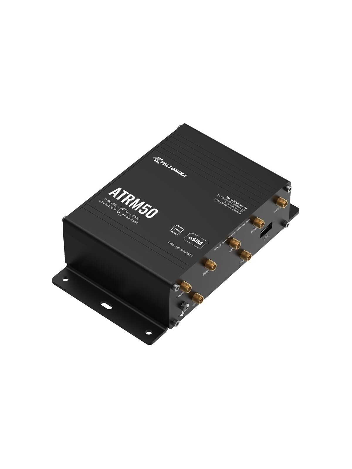 Teltonika 5G Router for Transportation | ATRM50 | 802.11ac | 10/100/1000 Mbit/s | Ethernet LAN (RJ-45) ports 3 | Mesh Support Yes | MU-MiMO Yes | 5G | Antenna type 4 x SMA for Mobile, 2 x RP-SMA for Wi-Fi, 1 x SMA for GNNS 2 Teltonika 5G Router for Transportation | ATRM50 | 802.11ac | 10/100/1000 Mbit/s | Ethernet LAN (RJ-45) ports 3 | Mesh Support Yes | MU-MiMO Yes | 5G | Antenna type 4 x SMA for Mobile, 2 x RP-SMA for Wi-Fi, 1 x SMA for GNNS 2