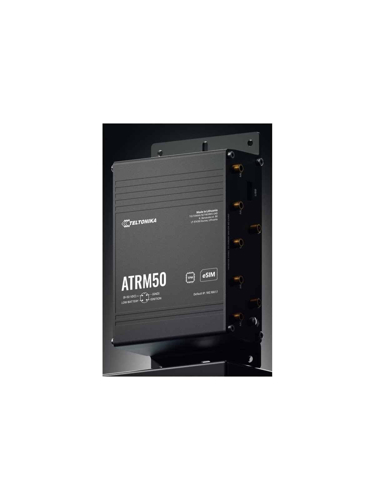 Teltonika 5G Router for Transportation | ATRM50 | 802.11ac | 10/100/1000 Mbit/s | Ethernet LAN (RJ-45) ports 3 | Mesh Support Yes | MU-MiMO Yes | 5G | Antenna type 4 x SMA for Mobile, 2 x RP-SMA for Wi-Fi, 1 x SMA for GNNS 5 Teltonika 5G Router for Transportation | ATRM50 | 802.11ac | 10/100/1000 Mbit/s | Ethernet LAN (RJ-45) ports 3 | Mesh Support Yes | MU-MiMO Yes | 5G | Antenna type 4 x SMA for Mobile, 2 x RP-SMA for Wi-Fi, 1 x SMA for GNNS 5