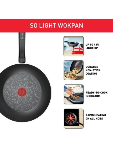 TEFAL Pan | H0561942 | Wok | Diameter 28 cm | Suitable for induction hob | Fixed handle | Black TEFAL Pan | H0561942 | Wok | Diameter 28 cm | Suitable for induction hob | Fixed handle | Black