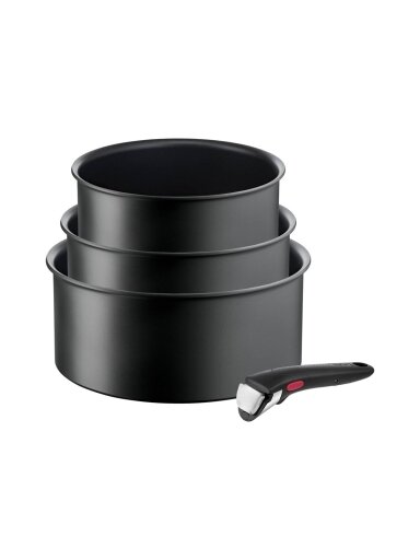 TEFAL Pot Set, 4 pcs | L7649453 Ingenio Ultimate | 16/18/20 cm | Aluminum | Black
