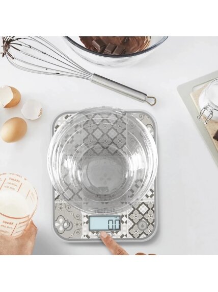 TEFAL Electronic Kitchen Scale | Optiss BC50D6V0 | Graduation 0.5/1 g | Display type LCD | Mozaic Decor 4 TEFAL Electronic Kitchen Scale | Optiss BC50D6V0 | Graduation 0.5/1 g | Display type LCD | Mozaic Decor 4