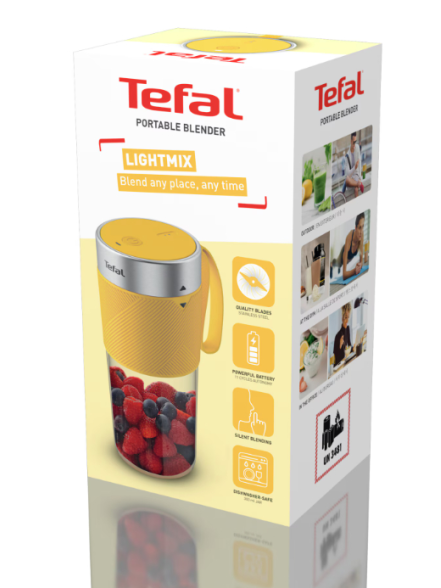 TEFAL | Blender | BL1C0230 LightMix On the Go | Tabletop | Jar material Tritan | Jar capacity 0.3 L | Yellow/Transparent 4 TEFAL | Blender | BL1C0230 LightMix On the Go | Tabletop | Jar material Tritan | Jar capacity 0.3 L | Yellow/Transparent 4