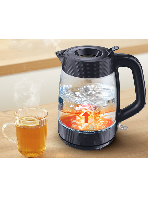TEFAL Kettle | KO2G08E0 | 2000 W | Electric | 1.7 L | Heat-resistant glass | 360° rotational base | Black/Transparent 3 TEFAL Kettle | KO2G08E0 | 2000 W | Electric | 1.7 L | Heat-resistant glass | 360° rotational base | Black/Transparent 3