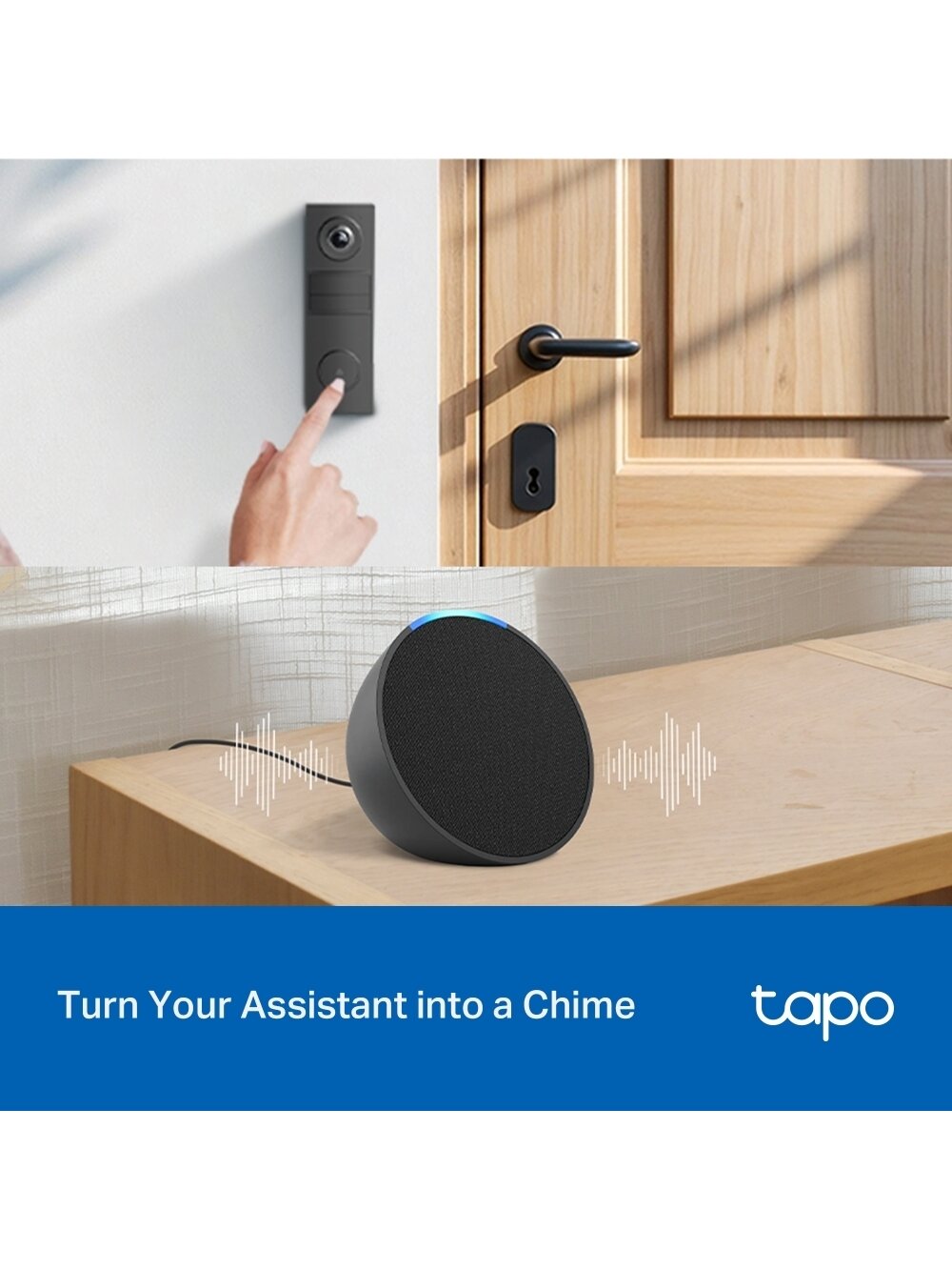 TP-LINK 2K Battery Video Doorbell | Tapo D205 | 3 MP | 2.4mm/F2.2 | IP54 | H.264 | Micro SD, Max. 512 10