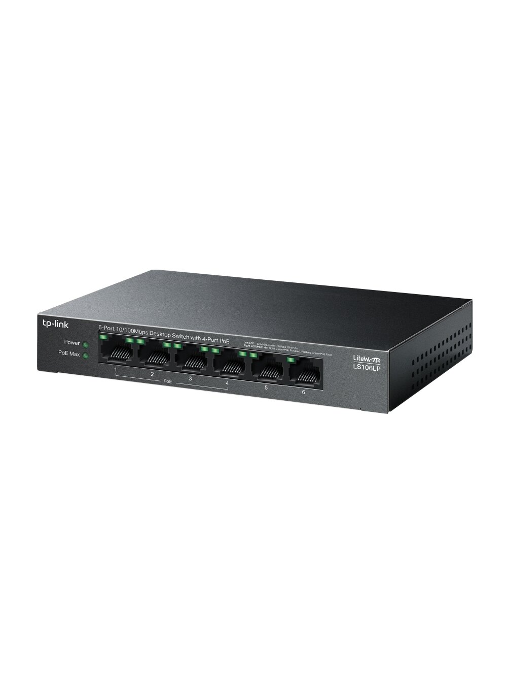TP-LINK | 6-Port 10/100 Mbps Desktop Switch with 4-Port PoE | LS106LP | Unmanaged | Desktop 2