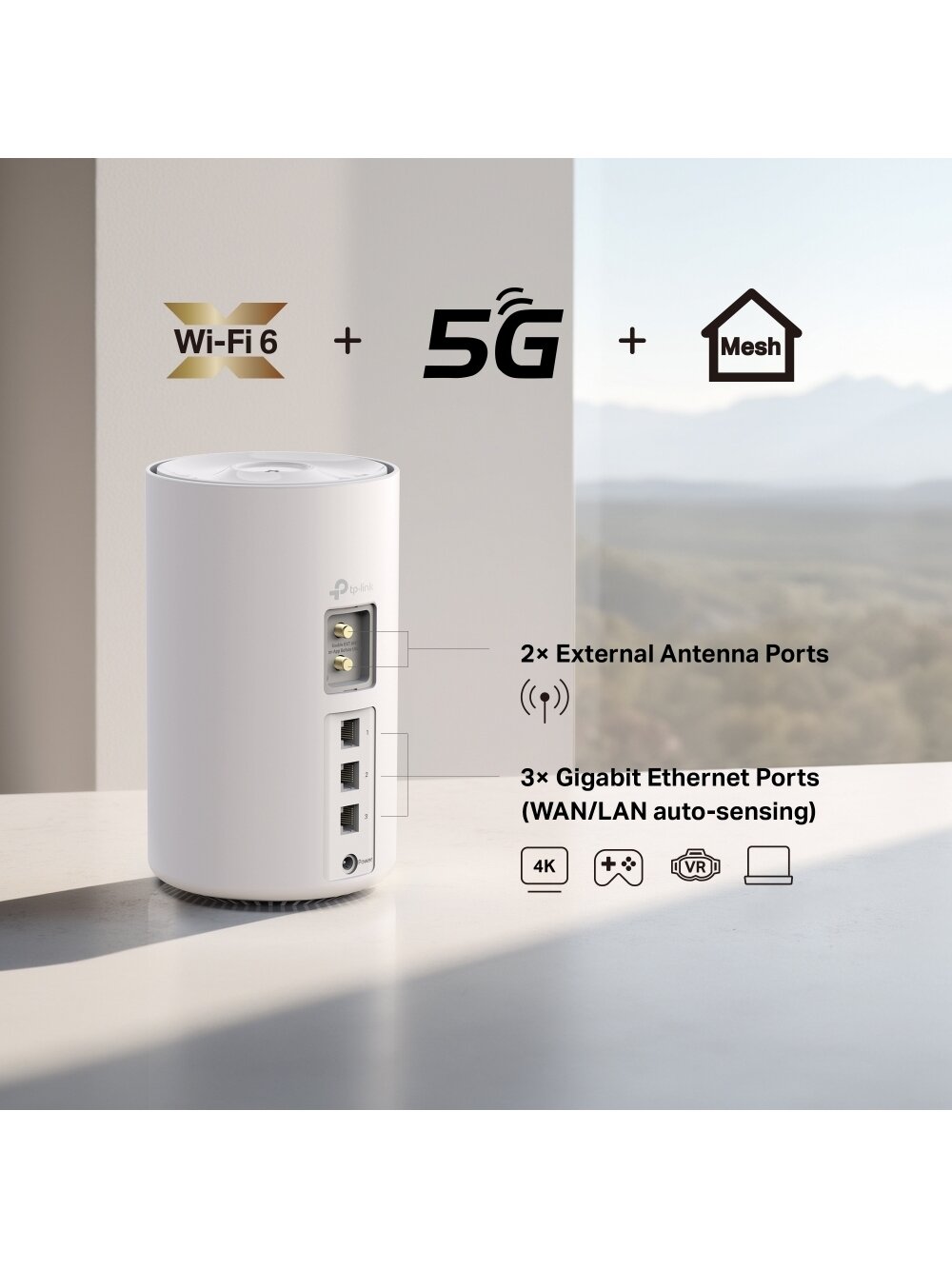 TP-LINK Deco X10-5G (1-pack) | 5G AX1500 Whole Home Mesh WiFi 6 Gateway | 802.11ax | 1201 Mbit/s | Ethernet LAN (RJ-45) ports 3 | 10/100/1000 Mbit/s | Mesh Support Yes | 5G | MU-MiMO Yes 6 TP-LINK Deco X10-5G (1-pack) | 5G AX1500 Whole Home Mesh WiFi 6 Gateway | 802.11ax | 1201 Mbit/s | Ethernet LAN (RJ-45) ports 3 | 10/100/1000 Mbit/s | Mesh Support Yes | 5G | MU-MiMO Yes 6