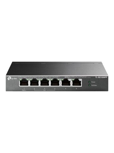 TP-LINK | 6-Port Gigabit Switch with 3-Port PoE+ and 1-Port PoE++ | TL-SG1006PP | Unmanaged | Desktop TP-LINK | 6-Port Gigabit Switch with 3-Port PoE+ and 1-Port PoE++ | TL-SG1006PP | Unmanaged | Desktop