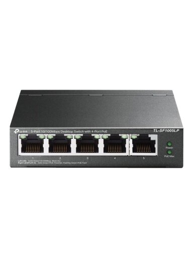 TP-LINK | Switch | TL-SF1005LP | Unmanaged | Desktop | 10/100 Mbps (RJ-45) ports quantity 5 | Power over Ethernet (PoE) ports quantity 4 | Power supply type External TP-LINK | Switch | TL-SF1005LP | Unmanaged | Desktop | 10/100 Mbps (RJ-45) ports quantity 5 | Power over Ethernet (PoE) ports quantity 4 | Power supply type External