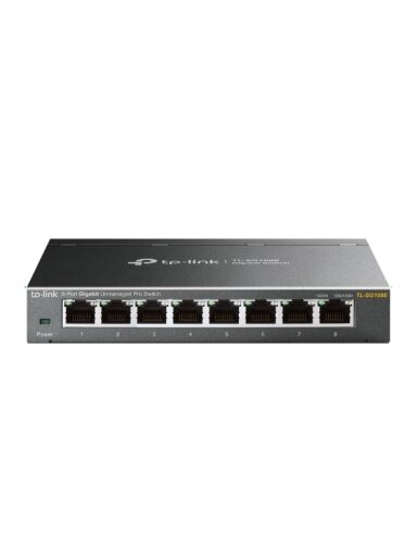 TP-LINK | Switch | TL-SG108E | Web managed | Wall mountable | Gigabit Ethernet (copper) ports quantity 8 | Power supply type External | 36 month(s)