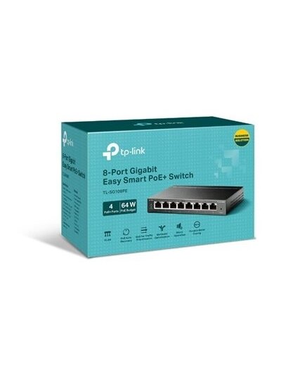 TP-LINK | Smart Switch | TL-SG108PE | Web Managed | Desktop | Gigabit Ethernet (copper) ports quantity 4 | PoE+ ports quantity 4 | Power supply type External | 36 month(s) 4 TP-LINK | Smart Switch | TL-SG108PE | Web Managed | Desktop | Gigabit Ethernet (copper) ports quantity 4 | PoE+ ports quantity 4 | Power supply type External | 36 month(s) 4