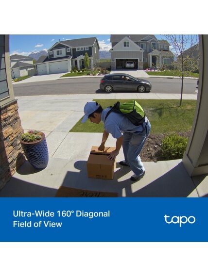 TP-LINK 2K Battery Video Doorbell | Tapo D205 | 3 MP | 2.4mm/F2.2 | IP54 | H.264 | Micro SD, Max. 512 5