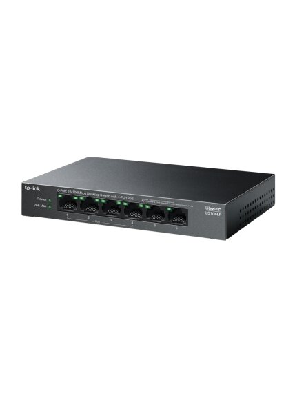 TP-LINK | 6-Port 10/100 Mbps Desktop Switch with 4-Port PoE | LS106LP | Unmanaged | Desktop 2