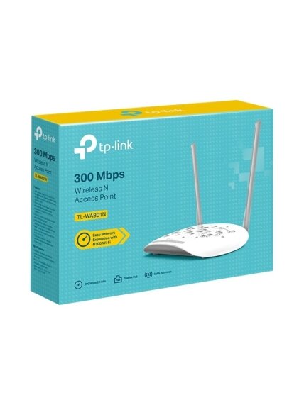 TP-LINK | Access Point | TL-WA801N | 802.11n | 2.4 | 300 Mbit/s | 10/100 Mbit/s | Ethernet LAN (RJ-45) ports 1 | MU-MiMO No | PoE in/out | Antenna type 2 x Fixed Omni-Directional Antennas | No 3