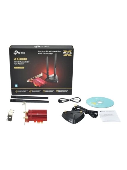 TP-LINK | AX3000 Wi-Fi 6 Bluetooth 5.0 PCIe Adapter | TX3000E | 2.4GHz/5GHz | Antenna type 2xHigh-Gain External Antennas | 574+2402 Mbit/s 5 TP-LINK | AX3000 Wi-Fi 6 Bluetooth 5.0 PCIe Adapter | TX3000E | 2.4GHz/5GHz | Antenna type 2xHigh-Gain External Antennas | 574+2402 Mbit/s 5