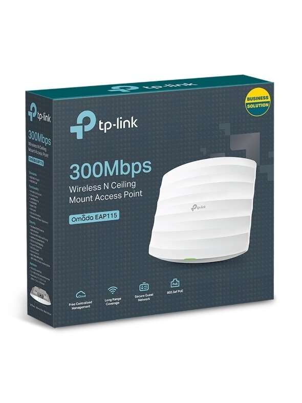 TP-LINK | Access Point | EAP115 | 802.11n | 2.4GHz | 300 Mbit/s | 10/100 Mbit/s | Ethernet LAN (RJ-45) ports 1 | MU-MiMO No | PoE in | Antenna type 2xInternal | No 2 TP-LINK | Access Point | EAP115 | 802.11n | 2.4GHz | 300 Mbit/s | 10/100 Mbit/s | Ethernet LAN (RJ-45) ports 1 | MU-MiMO No | PoE in | Antenna type 2xInternal | No 2