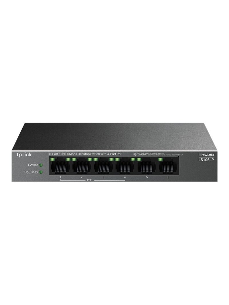 TP-LINK | 6-Port 10/100 Mbps Desktop Switch with 4-Port PoE | LS106LP | Unmanaged | Desktop TP-LINK | 6-Port 10/100 Mbps Desktop Switch with 4-Port PoE | LS106LP | Unmanaged | Desktop