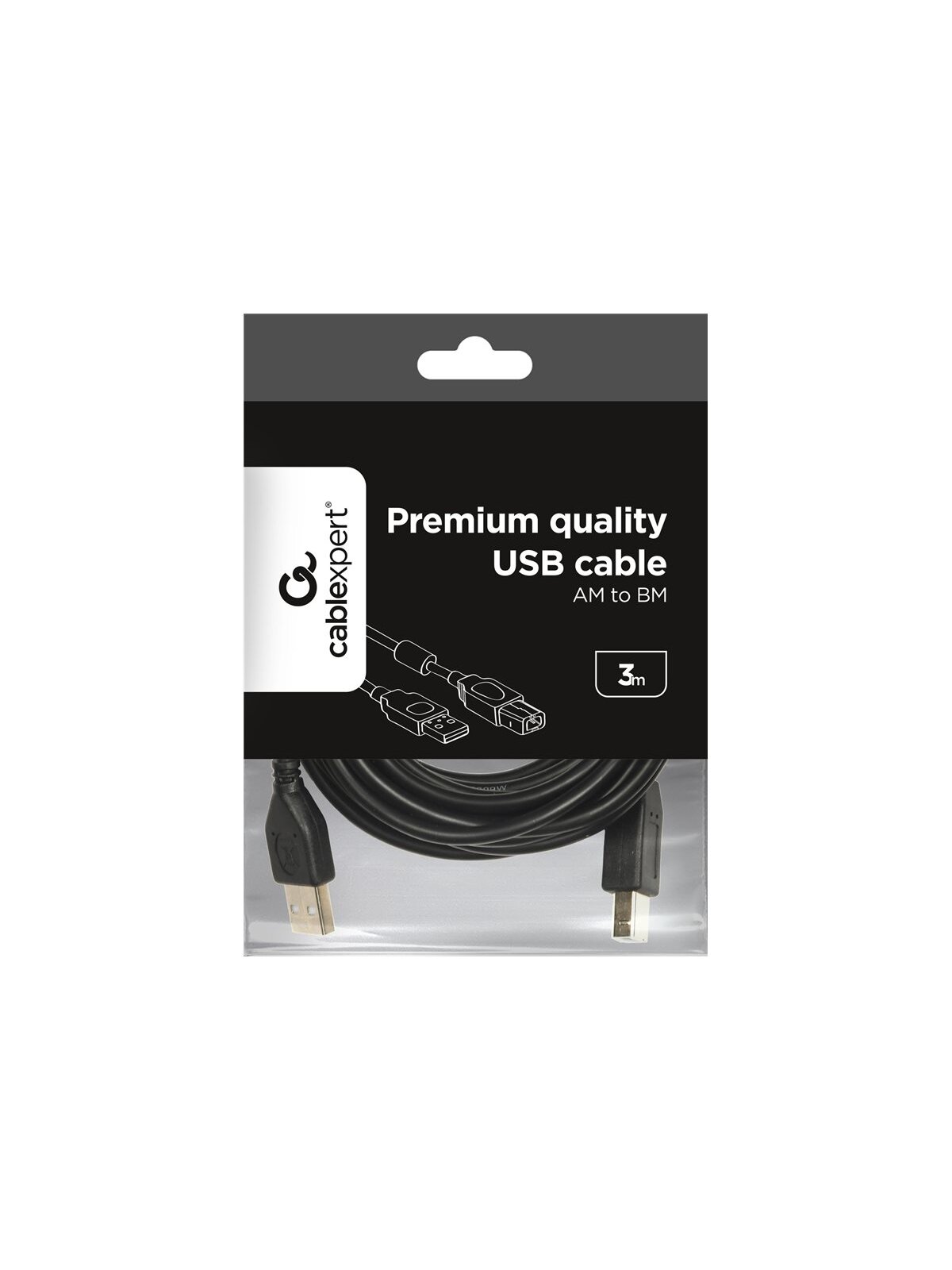 USB 2.0 A-plug B-plug 3 m (10 ft) cable with ferrite core | Cablexpert 3
