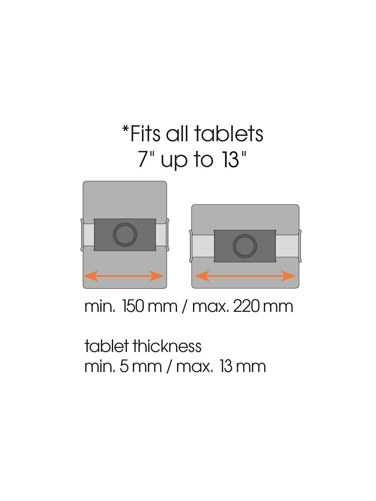 Vogels TMS 1050 Tablet Dashboard Pack | 7-13 " | Maximum weight (capacity) 1 kg | Black 1