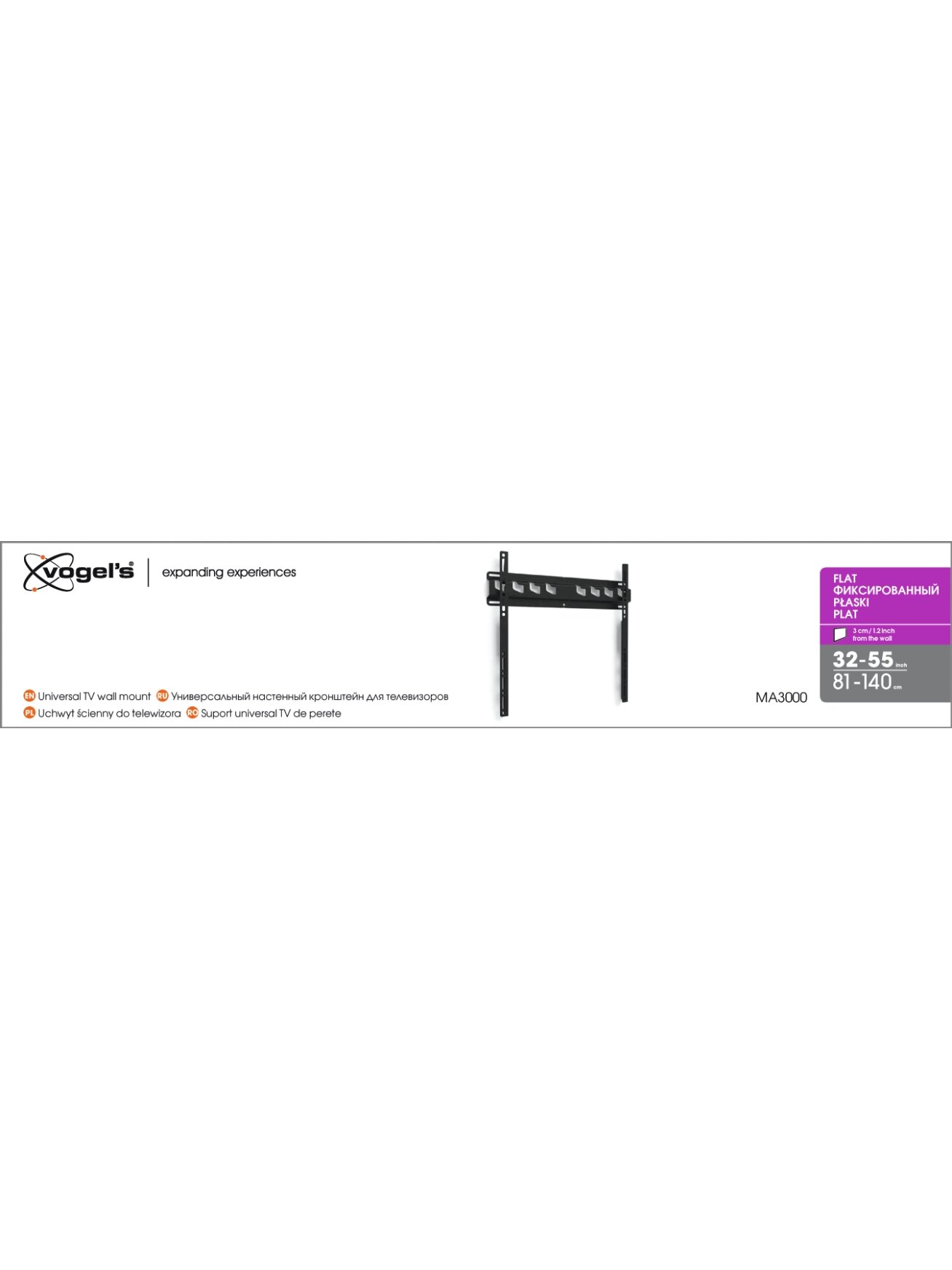 Vogels | Wall mount | MA3000-A | Fixed | 32-55 " | Maximum weight (capacity) 60 kg | Black 3 Vogels | Wall mount | MA3000-A | Fixed | 32-55 " | Maximum weight (capacity) 60 kg | Black 3