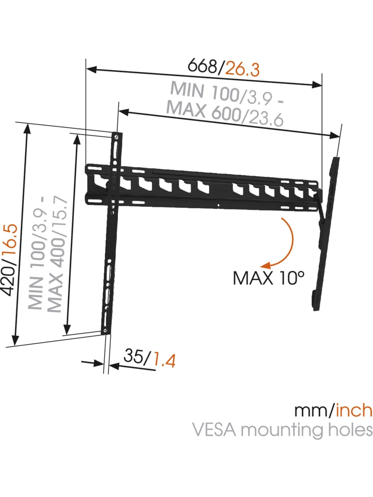 Vogels | Wall mount | MA4010-A1 | Tilt | 40-65 " | Maximum weight (capacity) 60 kg | Black 3 Vogels | Wall mount | MA4010-A1 | Tilt | 40-65 " | Maximum weight (capacity) 60 kg | Black 3