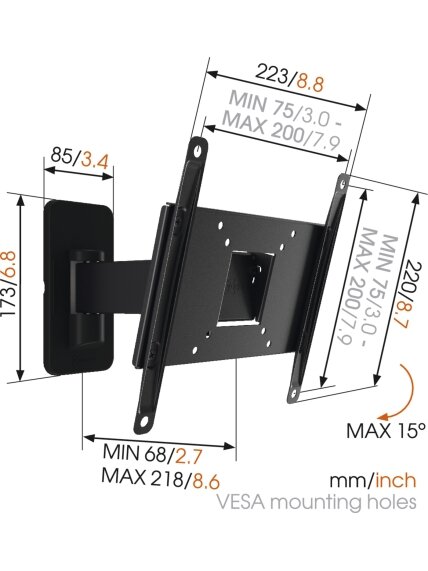 Vogels | Wall mount | MA2030-A1 | Full motion | 19-40 " | Maximum weight (capacity) 15 kg | Black 3