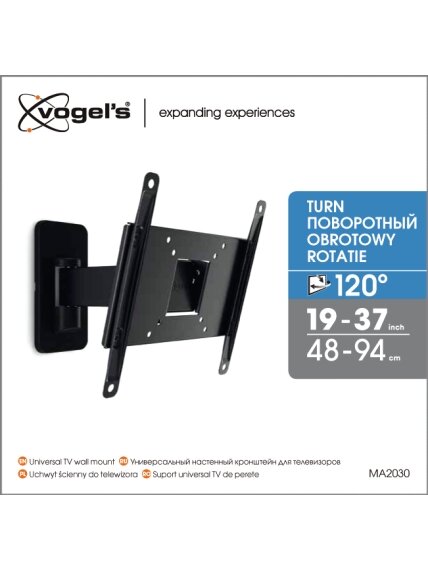 Vogels | Wall mount | MA2030-A1 | Full motion | 19-40 " | Maximum weight (capacity) 15 kg | Black 4 Vogels | Wall mount | MA2030-A1 | Full motion | 19-40 " | Maximum weight (capacity) 15 kg | Black 4
