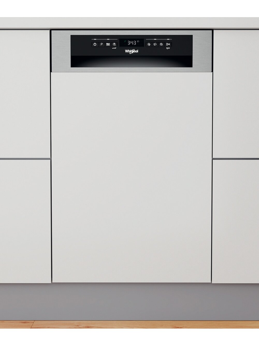Whirlpool Dishwasher | WSBO 3O34 PF X | Built-in | Width 45 cm | Number of place settings 10 | Number of programs 8 | Energy efficiency class D | Display | Stainless steel Whirlpool Dishwasher | WSBO 3O34 PF X | Built-in | Width 45 cm | Number of place settings 10 | Number of programs 8 | Energy efficiency class D | Display | Stainless steel