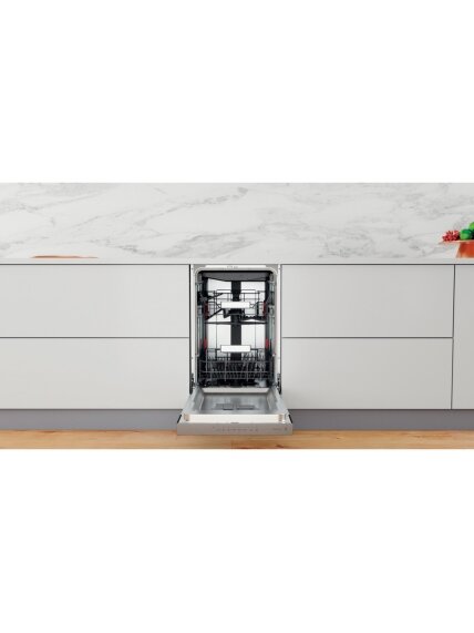 Whirlpool Dishwasher | WSBO 3O34 PF X | Built-in | Width 45 cm | Number of place settings 10 | Number of programs 8 | Energy efficiency class D | Display | Stainless steel 1