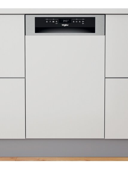 Whirlpool Dishwasher | WSBO 3O34 PF X | Built-in | Width 45 cm | Number of place settings 10 | Number of programs 8 | Energy efficiency class D | Display | Stainless steel