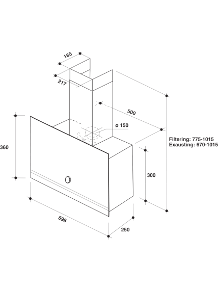 Whirlpool Hood | WHVA 62F LM K | Wall mounted | Energy efficiency class A | Width 59.8 cm | 485 m³/h | Mechanical | LED | Black 2 Whirlpool Hood | WHVA 62F LM K | Wall mounted | Energy efficiency class A | Width 59.8 cm | 485 m³/h | Mechanical | LED | Black 2